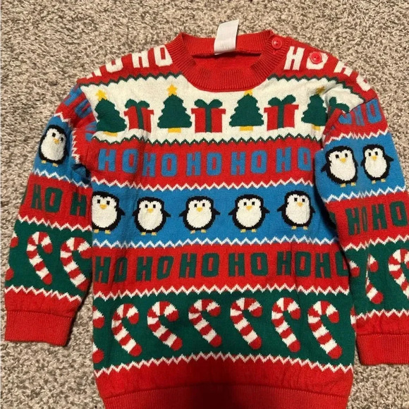 H & M Red Christmas Sweater Ugly Christmas Sweater Size 18mo - Picture 1 of 6